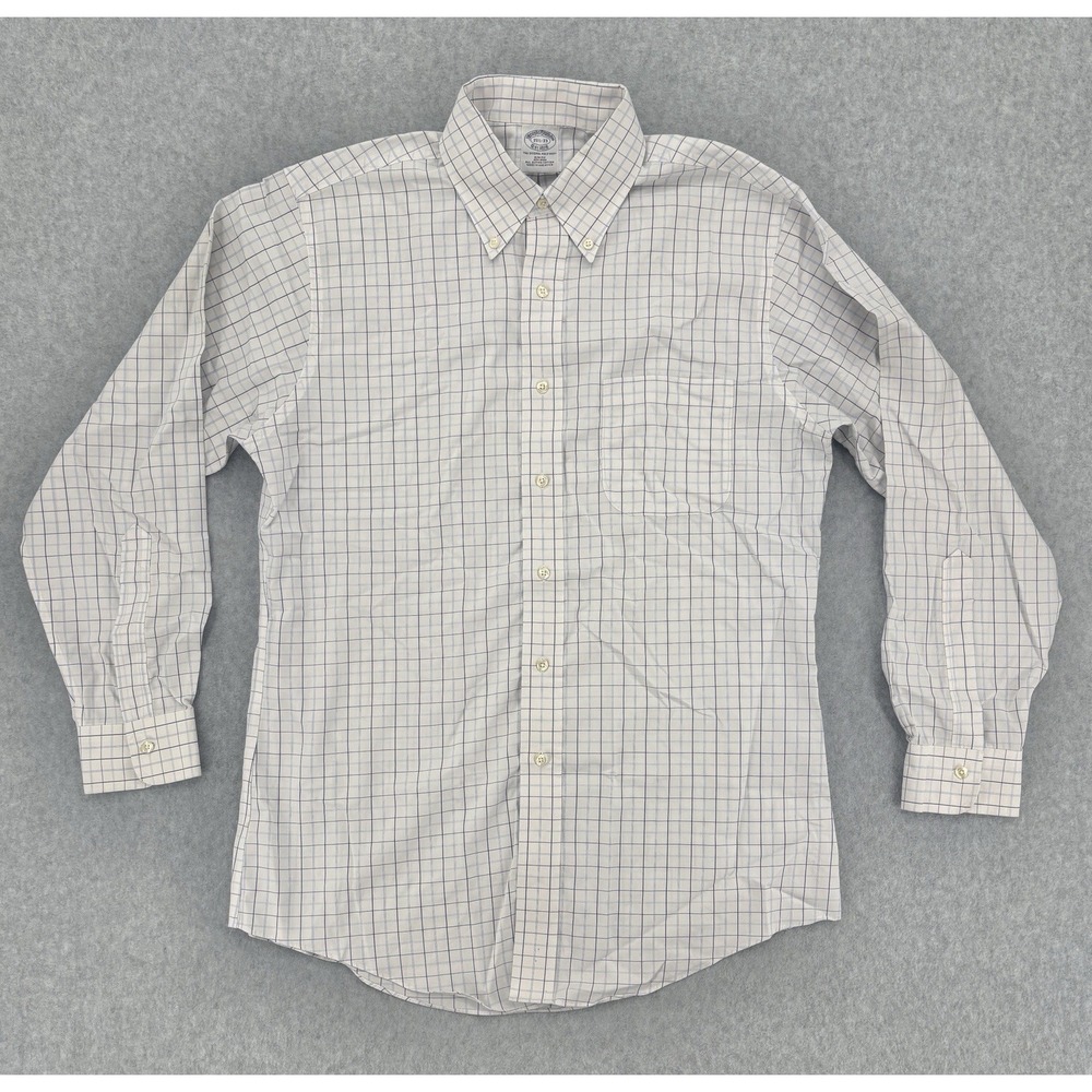 Brooks Brothers 15.5 33 Supima Cotton Blue Check Button Down Shirt